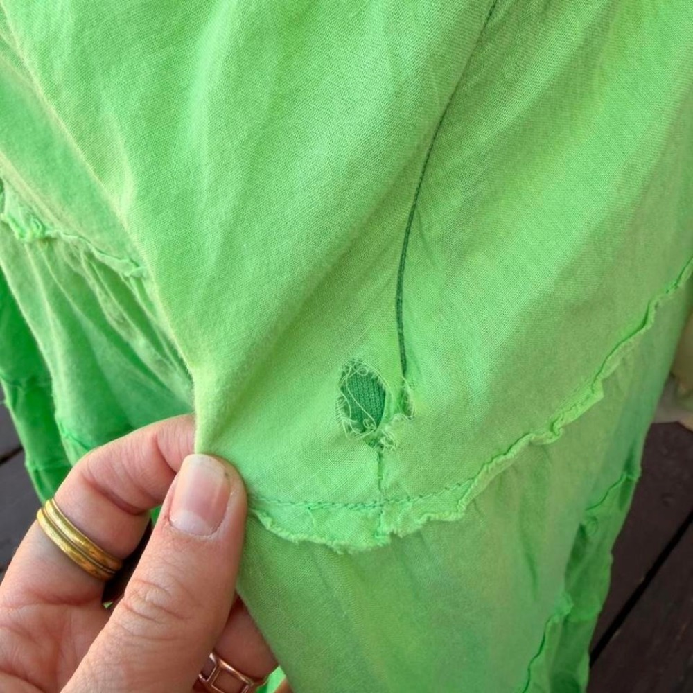 green tiered maxi skirt with ruffles - Picture 3 of 8